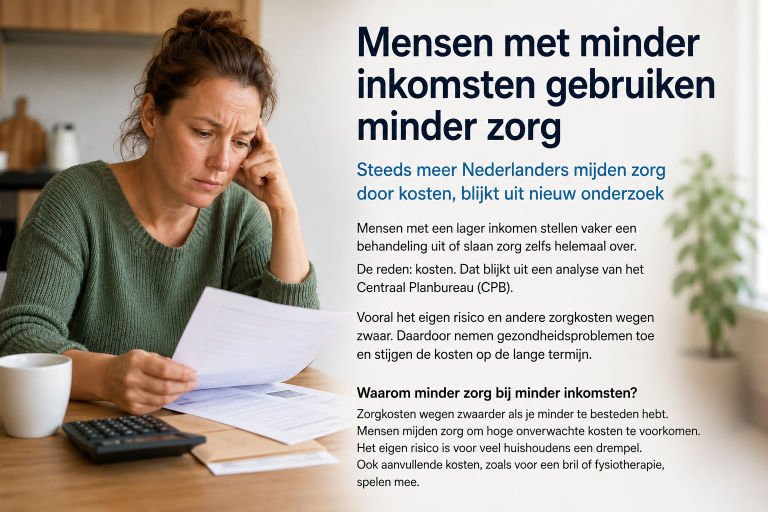 Minder zorggebruik door stijgende kosten: steeds meer mensen stellen behandeling uit