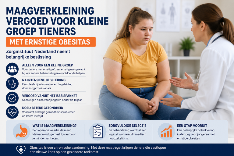 Maagverkleining bij tieners per direct in het basispakket!